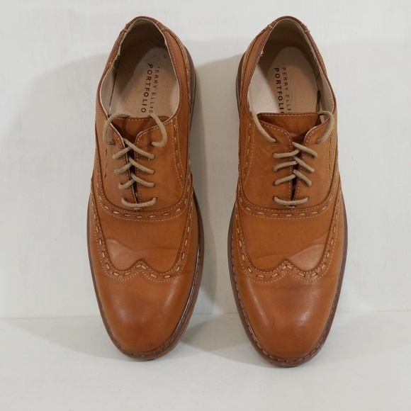 Perry Ellis Wingtip brogue dress shoes 10.5 - Picture 3 of 6